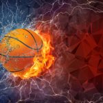 Basketball ball in fire and water